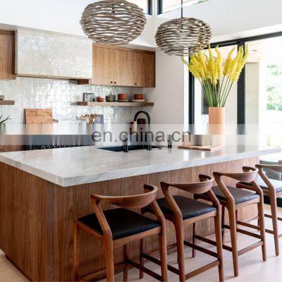 Wholesale Nature marble Stone counter table solid wood modern design kitchen cabinets