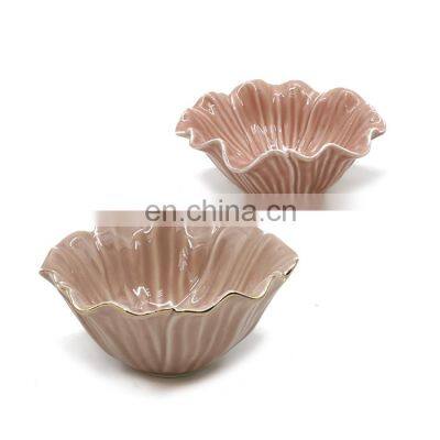 high quality unique popular home cheap color petaloid ceramic ornaments art craft