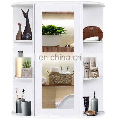 Single Door bathroom Mirror Cabinet 2 Tier Inner Shelves Wall Mounted Medicine Cabinet