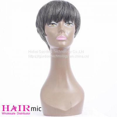 Short Gray Human Hair Wig with Wholesale Price