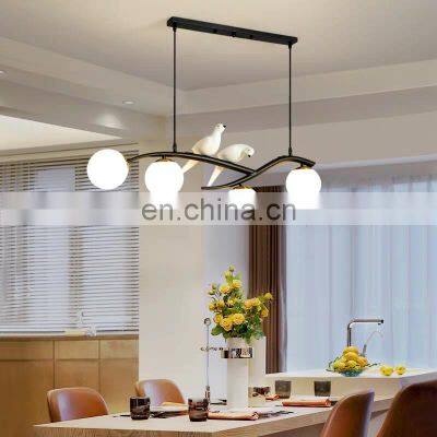 Nordic LED Chandelier Resin Bird Pendant Light Simple Decor Hanging Lamp For Table Living Room Dinner Room Decoration