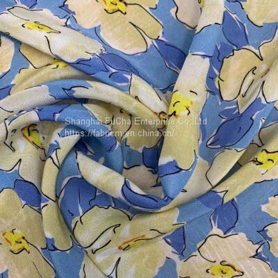 Garment fabric woven dobby printed crepon rayon printed crepe fabric factories dresses