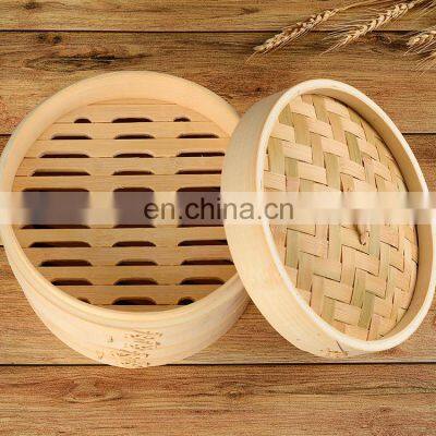 New Arrival 2 Tier 8 Inch 12 Inch Bamboo Steamer Basket Dumpling Vegetable Steamer Multilayer Cooking Steamer Basket photo-2