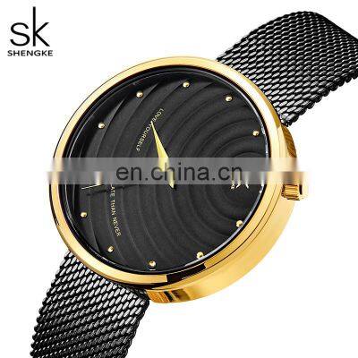 SHENGKE Designer Women's Watches K0138L Special Interest Black Watch for Women 2021 Chic Lady Watch