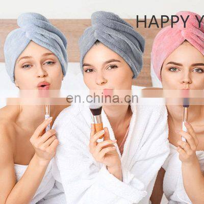 Personalized Thickening Quick-Dry Wholesale Bulk Coral Fleece Drying Turban Salon Hair Towel Wrap