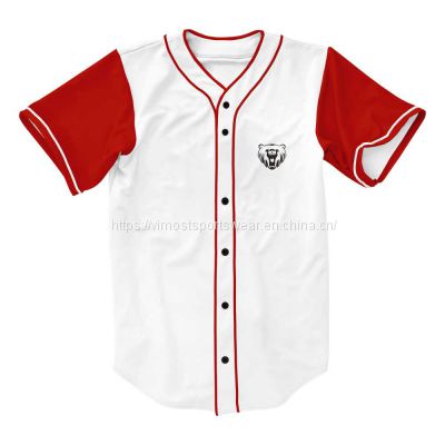 simple design custom baseball jersey with red and white colors