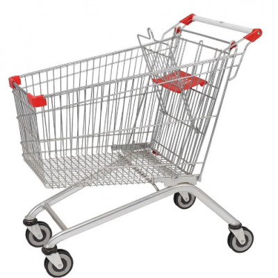 European Style Supermarket Metal Hand Shopping Cart Trolley with Wheels