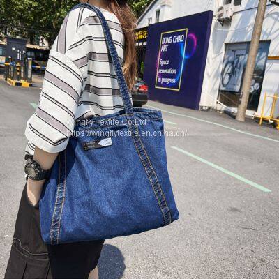 New Ins Japanese Fashion Jeans Bag Versatile Big Denim Designer Bag Student School Canvas Bag Women’s Denim Shoulder Bag 9058