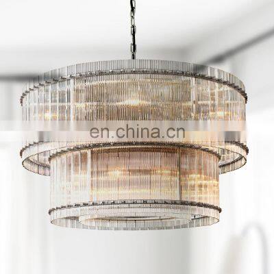 Modern Industrial Style Rivet Crystal Piece Chandelier Lighting Fixture for Living Room Kitchen Island Dining Room Foyer Lobby