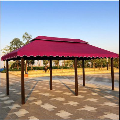 Four pillar iron pavilion sunshade manufacturer Outdoor courtyard garden Iron hotel Tent villa Outdoor four corner outdoor