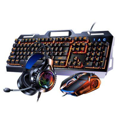 Popular Ergonomics RGB Colorful Backlit 104 Keys Keyboards Set for PC Gamer Mouse Headphone Gaming Keyboard Combo