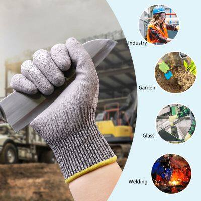 Kevlar Cooking Gloves ANSI A5 13G HPPE Liner PU Coated Kevlar Cut Less Gloves