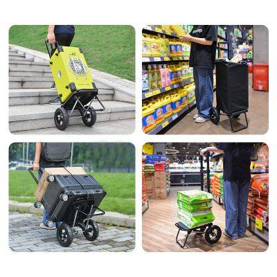 Portable Large Wheels Folding Hand Truck 2 Wheel Climbing Stairs Foldable Trolley Push Cart photo-3
