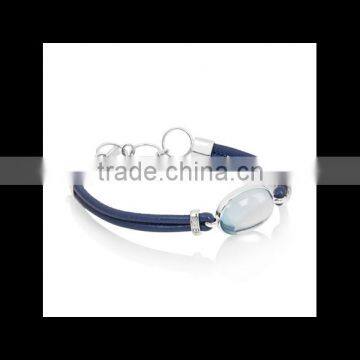 manufacturer supply popular simple Blue Topaz Blue Leather Strap Bracelet