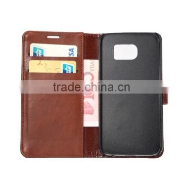 2015 new arrivaol hot popular products ,two card holder leather case cover for samsung galaxy S6 edge