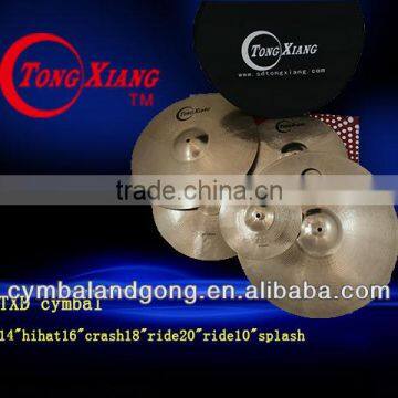 TXD cymbal set:14"hihat16"crash18"ride20"ride10"splash cymbal for drums