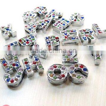 DIY 10 mm Rhinestone Slide Letters for 8MM strap .color stone letter