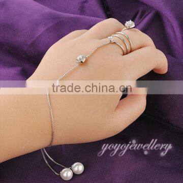 Pearl and zircon stone hand palm ladies bracelet models