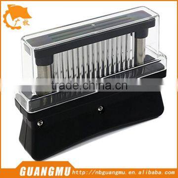 White/Black Manual Meat Tenderizer with 48pcs Stainless Steel Blades Non-slip Plastic Handle Cut Meat Easier Kitchen Tool