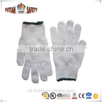 7 guage cotton working knitted safety gloves/ black polyester cotton work gloves