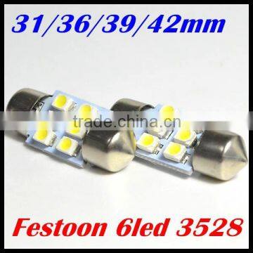 festoon 6 smd 31mm/36mm/39mm/42mm car led lighting white Car 194 168 192 W5W LED Light Automobile Bulbs