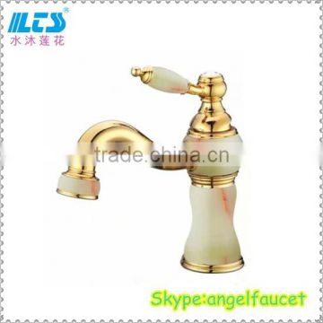 2015 Top-rated Fancy Bathroom Jade Faucet Basin Mixer Gold Plated