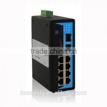 8 ports DIN-Rail Industrial Ethernet Switch with 2 Gigabit SFP ports