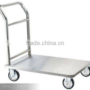 Stainless steel flat trolley with basket for warehouse