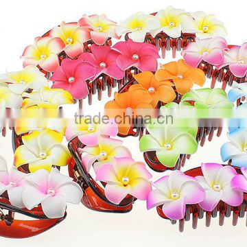 Hair Frangipani Plumeria flower. foam flower with hair claw