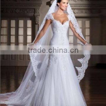 Custom Made Vestido De Noivas New Design Backless Appliques Lace Up Back Bridal Gown Wedding Dresses With Detachable Train