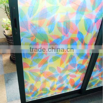 Colorful leaf pattern pvc self adhesive window glass film