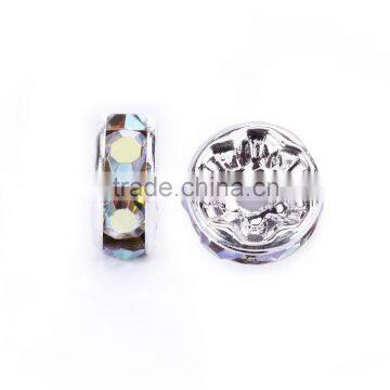 Silver Plated Crystal AB Aurore Boreale #101 Rhinestone Jewelry Rondelle Spacer Beads Variation Color and Size 4mm/6mm/8mm/10mm photo-2