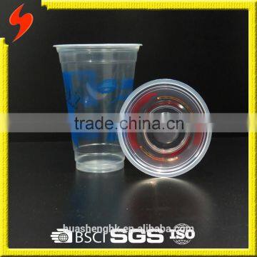 New Product OEM PP Plastic 360ml Transparent Fresh Juice Cup with Flat Lid