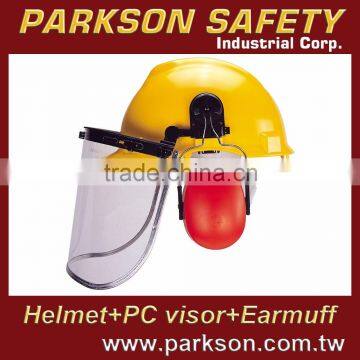 Industrial Safety Helmet Full Set / Safety Helmet + Safety Earmuff + Clear PC Visor with CE and ANSI Standard