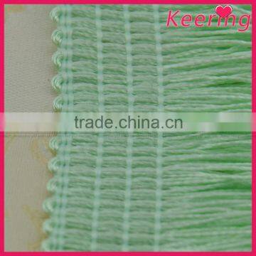 fashion green long cotton fringe trim for clothes decorative