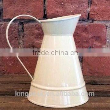 2015 New Product Cream Rustic Metal Jug Pitcher /Cream color flower Vase/decoration vase/CountryFlower Vase