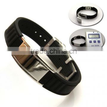 custom -made ion silicone wristband with metal clasp and buckle