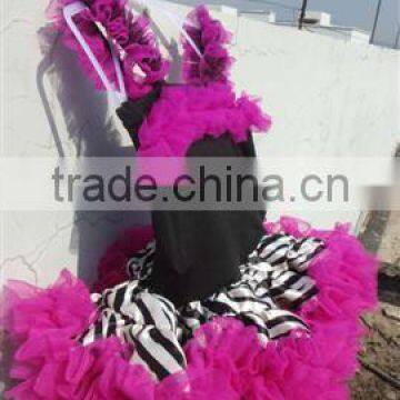 Wholesale hot pink cute dress with zebra for girls