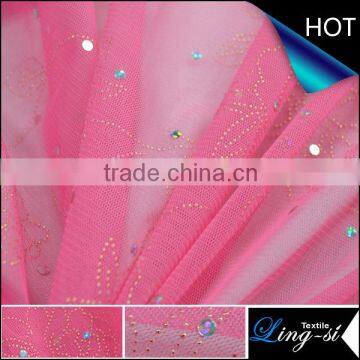 Polyester 30 Eyelet Tulle Fabric with Dew drop and Hologram for Garment