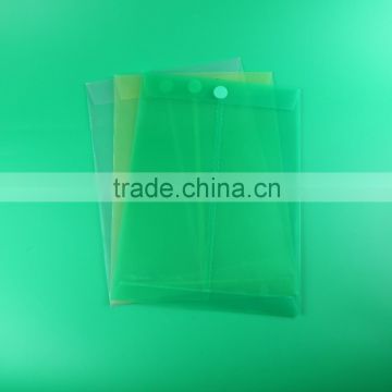 vertical sticker closure plastic document bag in A4 size, clear pp file holder, presentation file folders
