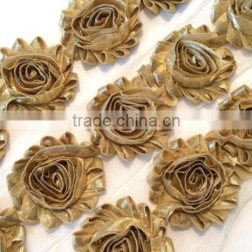 GOLD Metallic Shiny Shabby Rose Trim