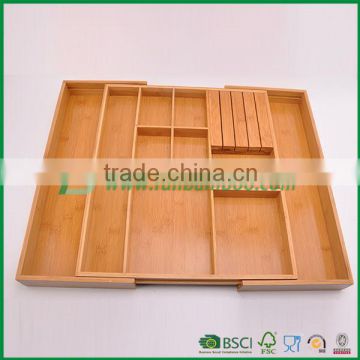 Fuboo Bamboo Adjustable kitchen cutlery tray