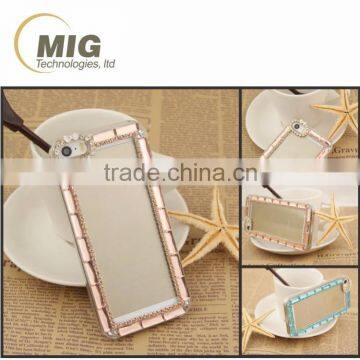 For samsung galaxy s6 transparent PC clear crystal Mobile phone cover with diamond around For iphone 5 6 6 plus case