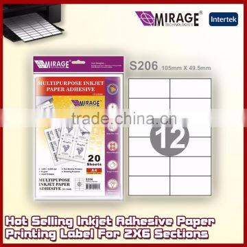 Hot Selling Inkjet Adhesive Paper Printing Label For 2X6 Sections