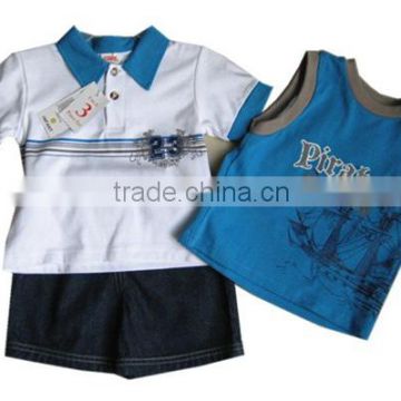 baby polo shirt with denim short baby clothing for summer