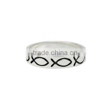 Fish Pattern Design Sterling Silve Purity Ring For Guys & Girls