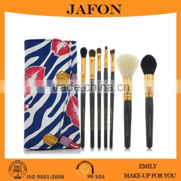 New designed lip prints 7pcs cosmetic brush set low moq oem brush