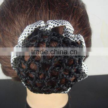 ribbon circle Bun Cover hair snood Ballet Dance Skating Crochet hair net