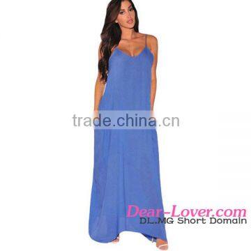 Light Blue Loose Fit Maxi fashion sleeping chiffon custom maxi dress