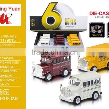 New and Hot Alloy Die-cast pull back School Bus with light Kids Toy Vehicle